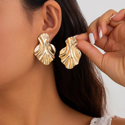 Alloy Wave Textured Earrings for Women