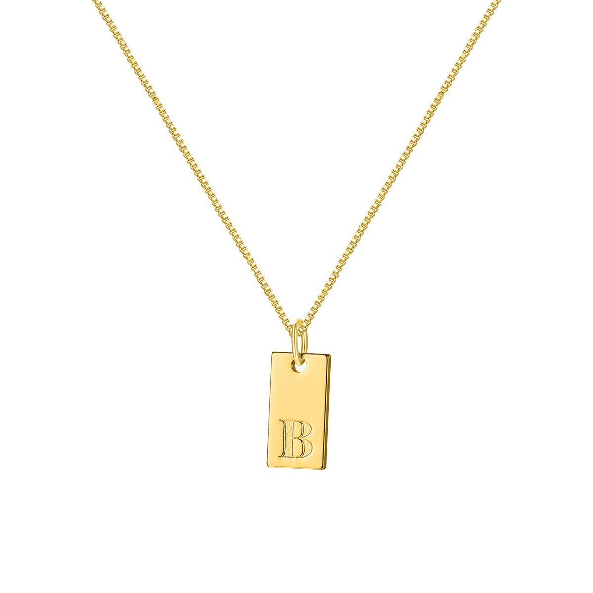 Box Chain Initial Necklace