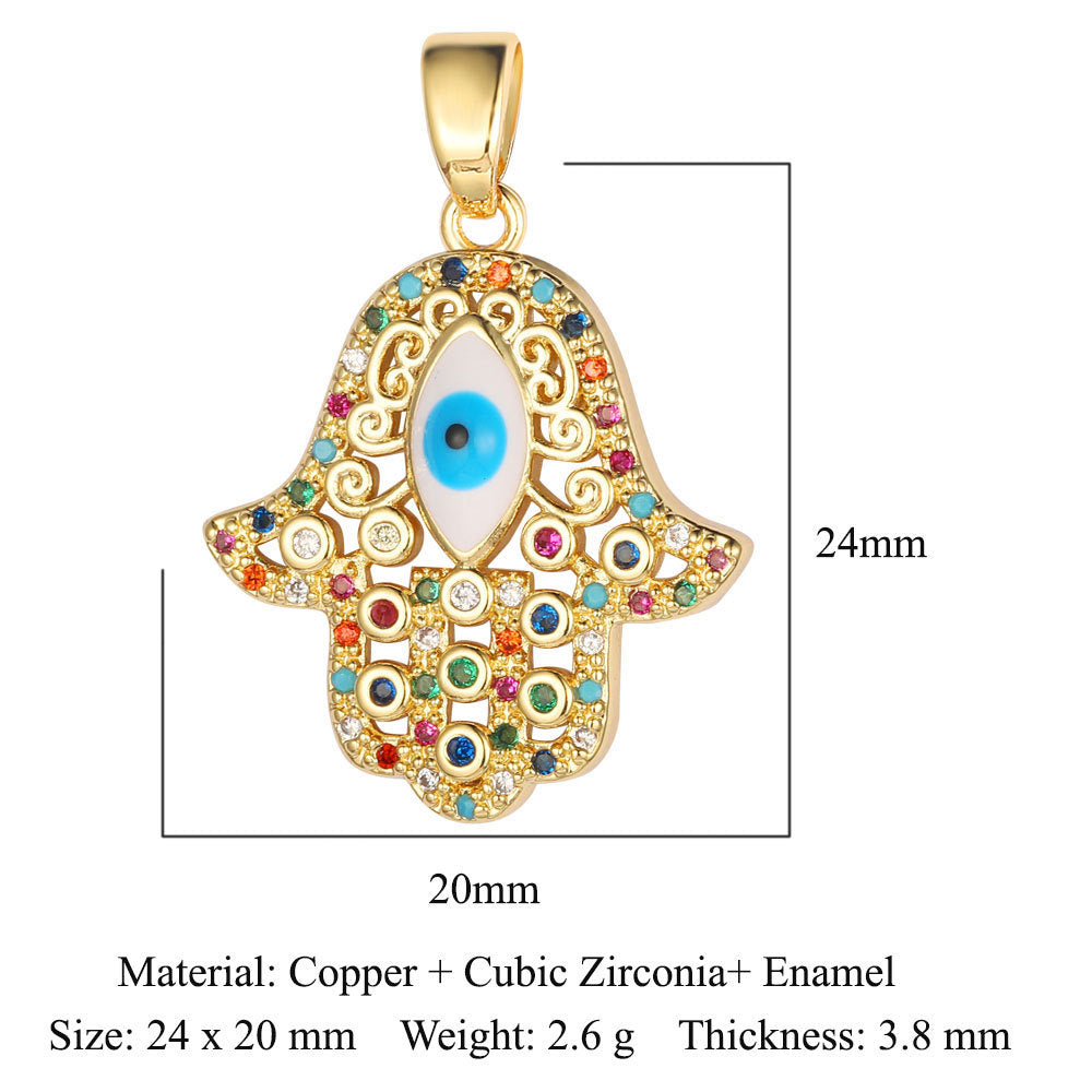 Palm flower sun color zirconium copper pendant
