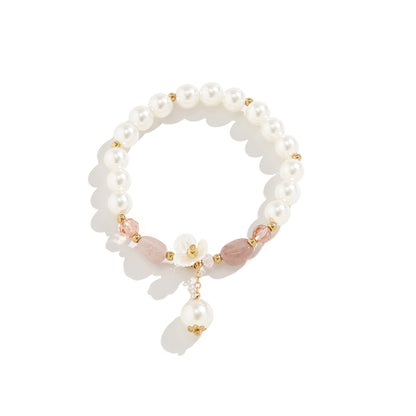 Pulsera vintage de imitación de perla y circonita