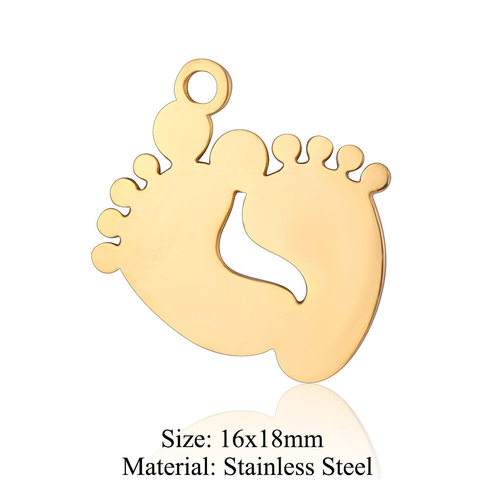 5 pcs/titanium steel jewelry pendant family baby feet