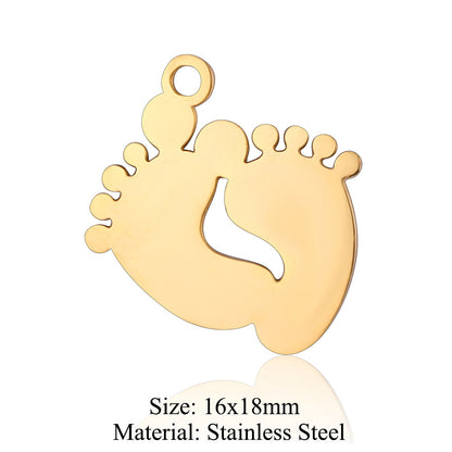 5 pcs/titanium steel jewelry pendant family baby feet
