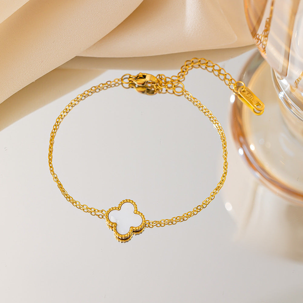 Classic Four Leaf Clover Double Sided Bracelet