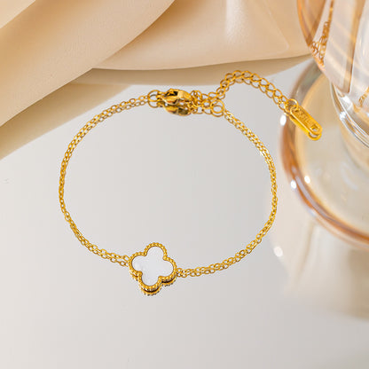 Classic Four Leaf Clover Double Sided Bracelet