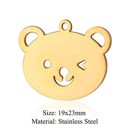 Colgante de acero de titanio con forma de elefante, lobo, tortuga, león y oso, 5 unidades por bolsa 