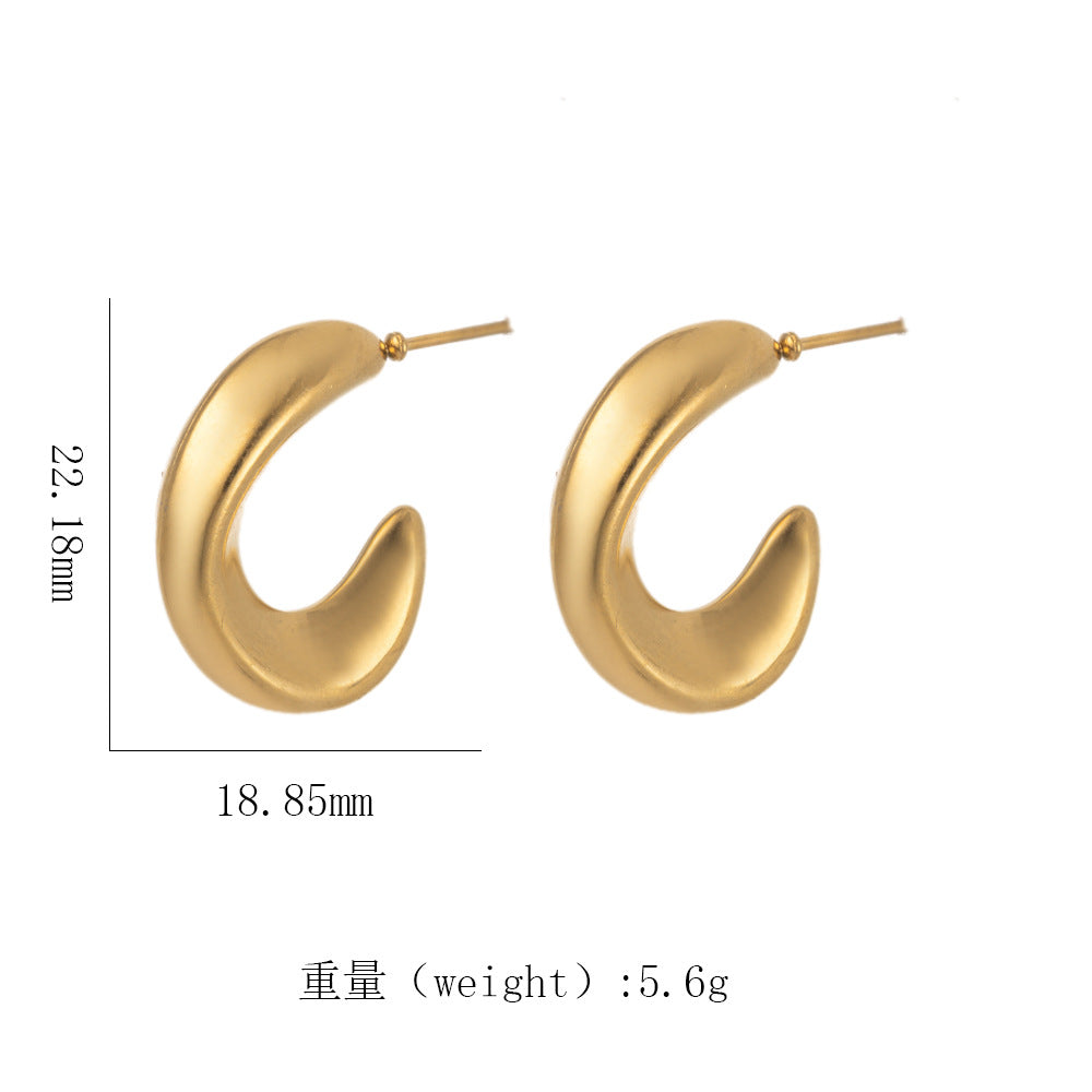 18K Gold Titanium Steel Waterdrop Rhombus Stud Earrings