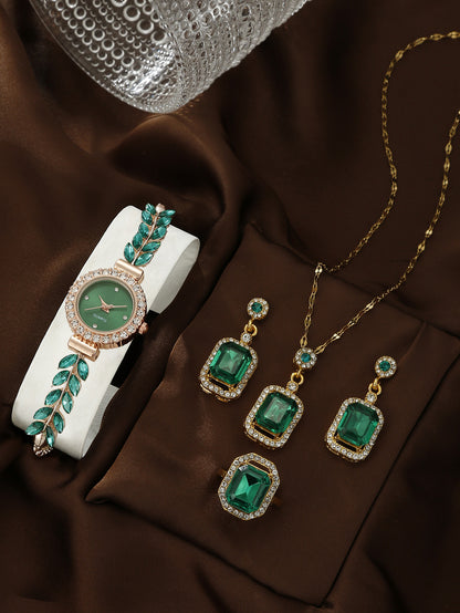 Quartz bracelet watch jewelry set