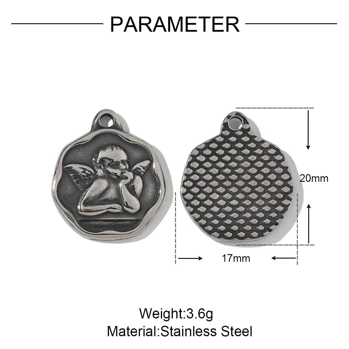 French bow oval zircon titanium steel pendant