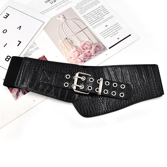 Elastic decorative pin buckle belt