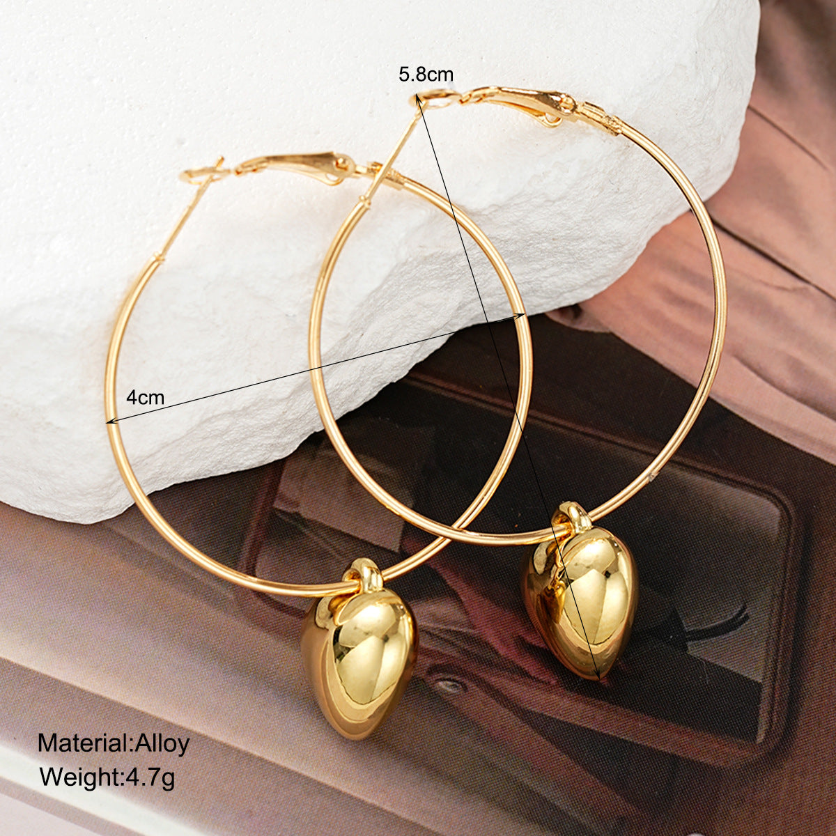 Gold Hollow Heart Hoop Earrings