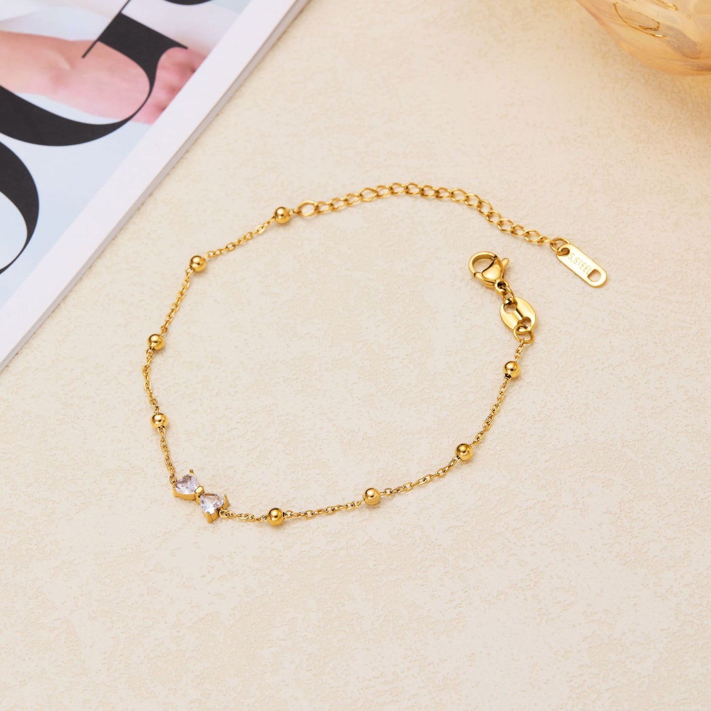 Titanium Steel Zircon Bow Bracelet