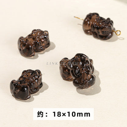 Obsidian carving ice obsidian nine-tailed fox loose beads
