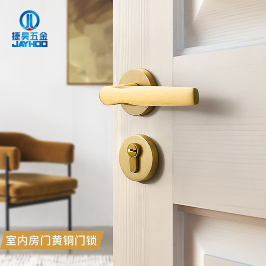 Gold mechanical door lock handle lock
