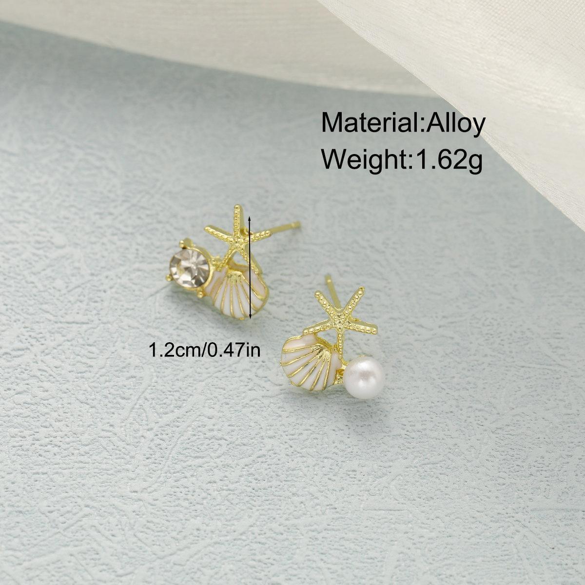 Starfish & Shell Pearl Stud Earrings