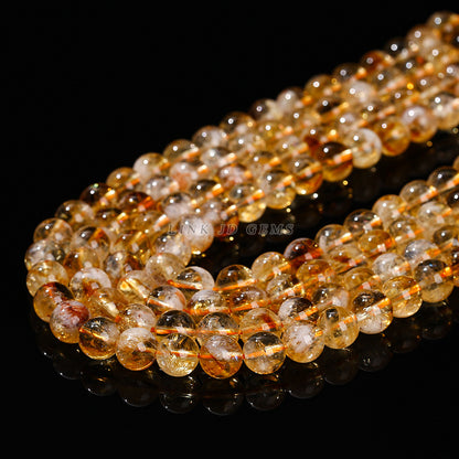 Citrine work in progress round beads wholesale