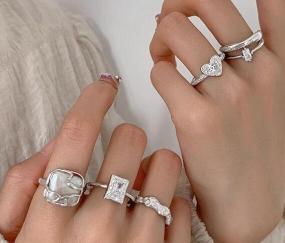 Geometric Metal Ring Set (5-Piece)