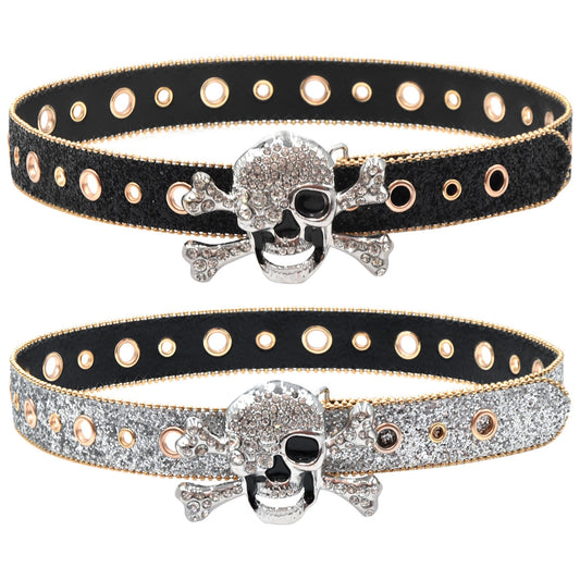 Rhinestone Rimmed Belt Skull