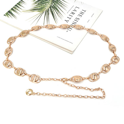 Hollow carved retro waist chain