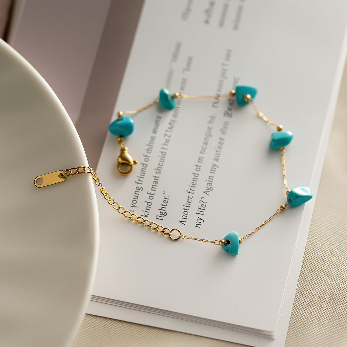 Natural Stone 18K Gold Bracelet