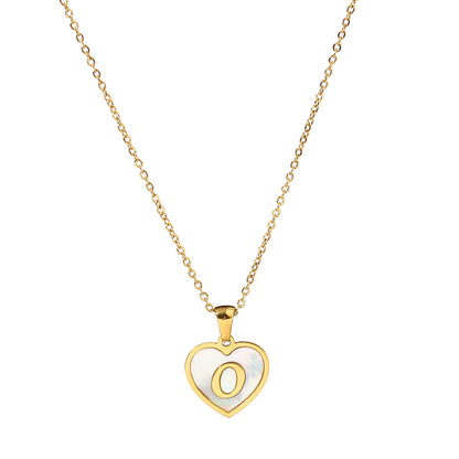 Titanium steel heart-shaped 26 English letter necklace
