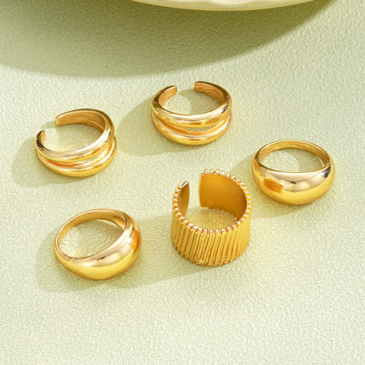 Irregular Geometric Ring Set (5-Piece)