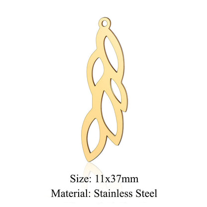 Colgante de acero de titanio con forma de flor y hoja, 5 unidades por bolsa 