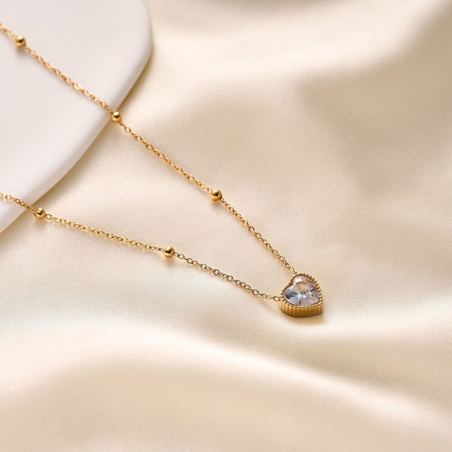 Stainless Steel 18K Gold Love Diamond Necklace