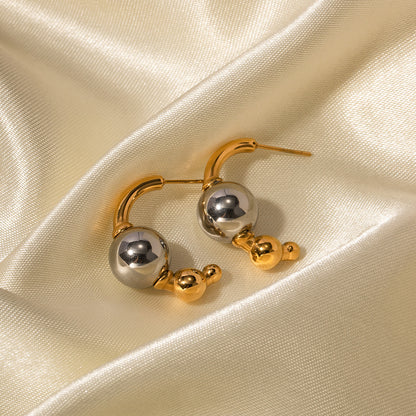 Gold and silver color matching simple earrings