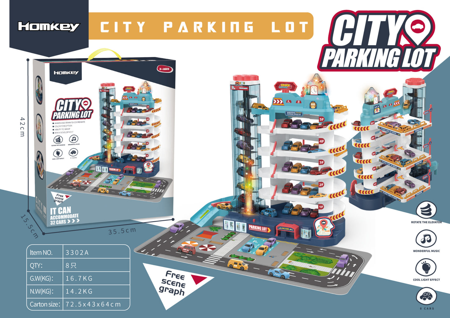 Dinosaur Mountain Track Car Adventure Aparcamiento Juguete para niños de 3 a 4 años 