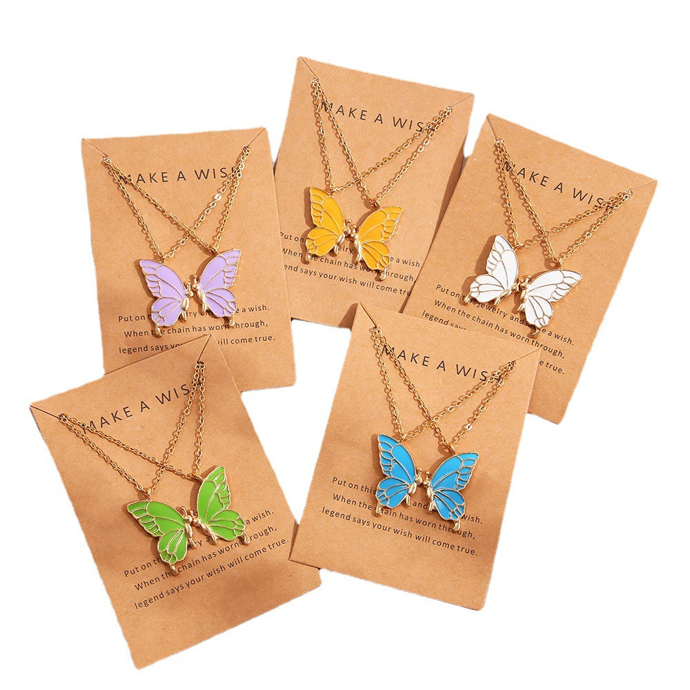 Colorful butterfly necklace clavicle chain