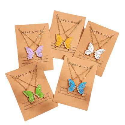 Colorful butterfly necklace clavicle chain