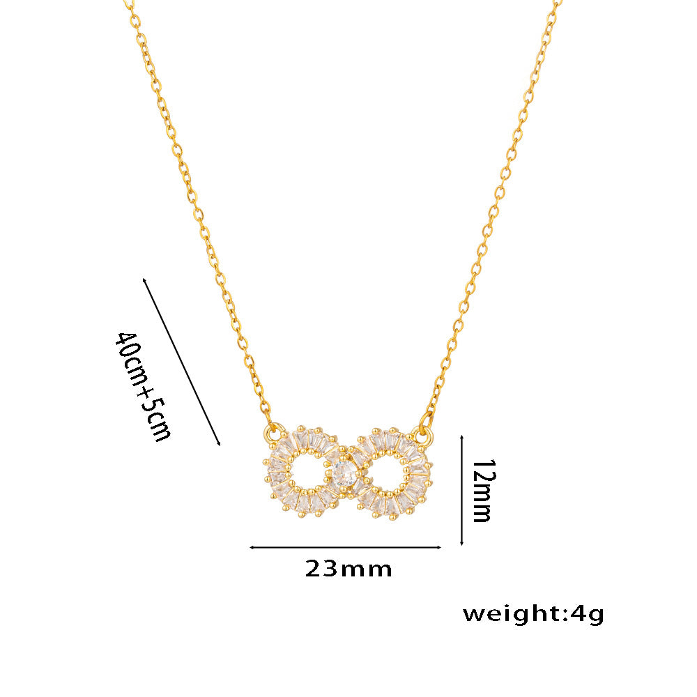 Colar de coração simples e elegante em formato de 8 com zircão, presente versátil para mulheres 