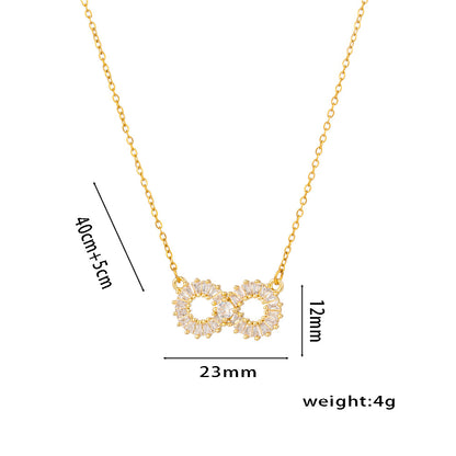 Colar de coração simples e elegante em formato de 8 com zircão, presente versátil para mulheres 