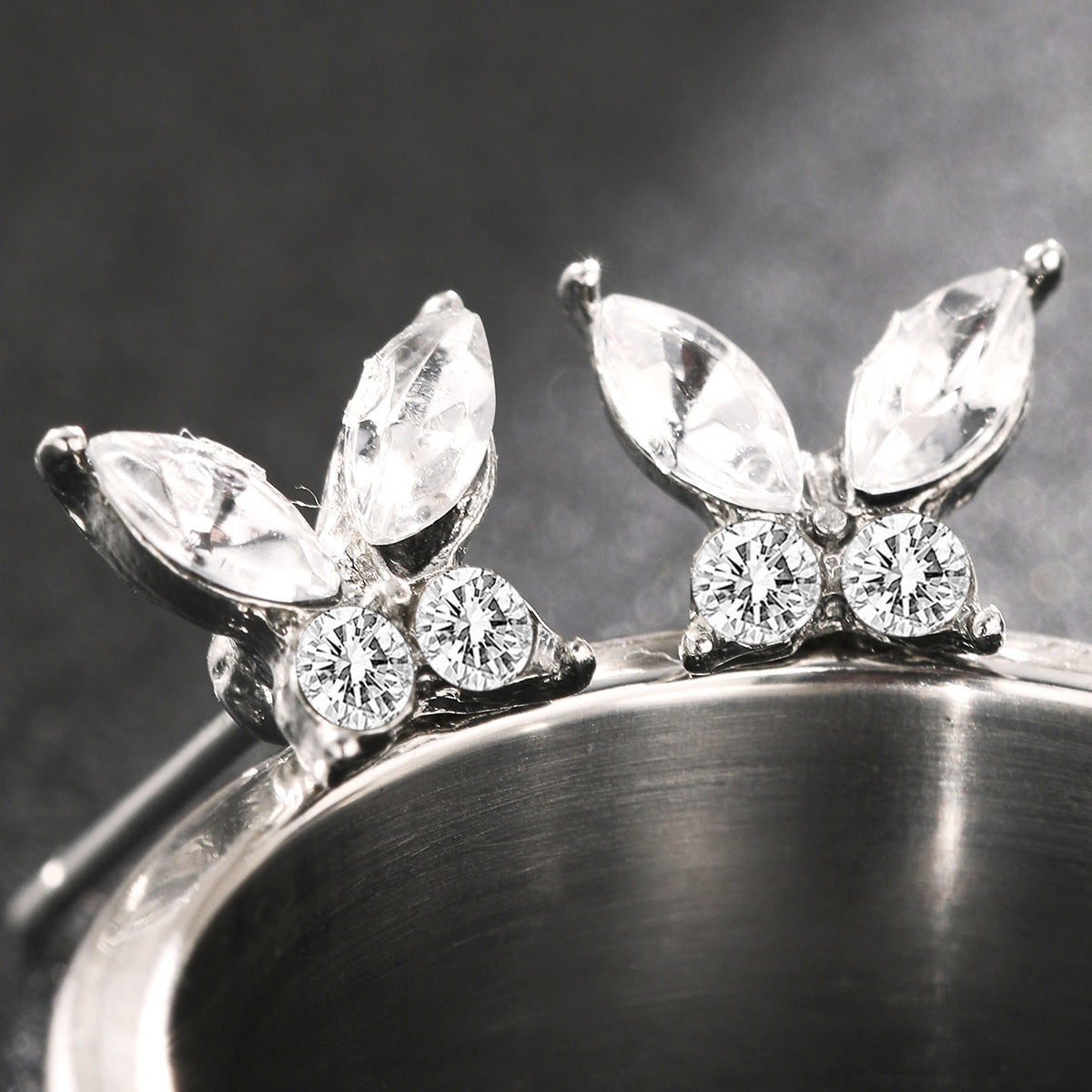 Teardrop Zirconia Butterfly Earrings