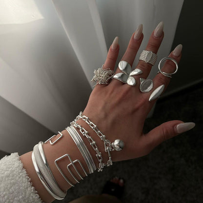 18k gold stainless steel ribbed ring