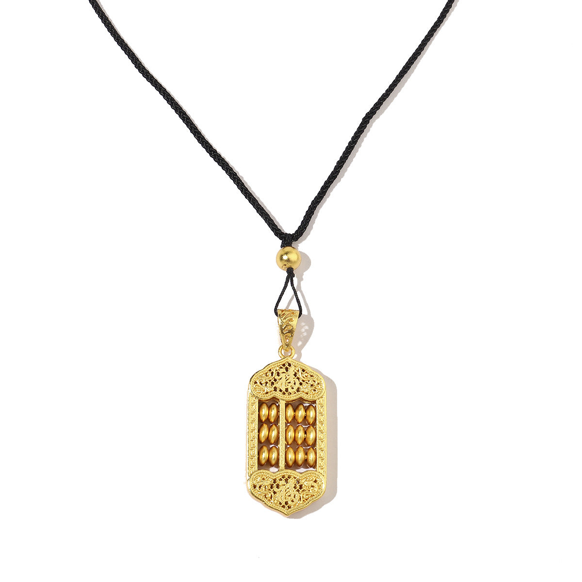 Collar de oro y arena con forma de calabaza y dios de la riqueza bañado en oro real de 24 quilates 