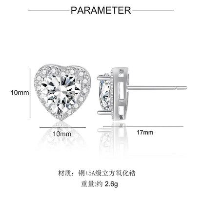 Copper inlaid 5A zircon only loves you stud earrings