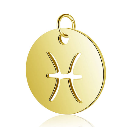 5 pcs/titanium steel twelve constellation jewelry pendant.