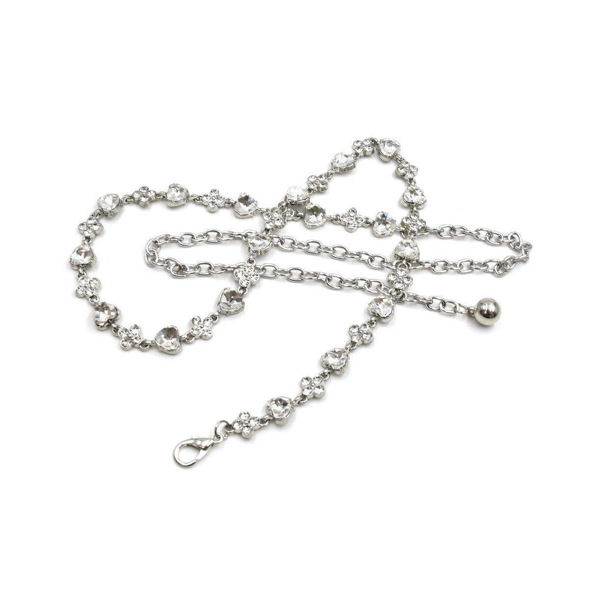 Silver Diamond Pearl Waist Chain