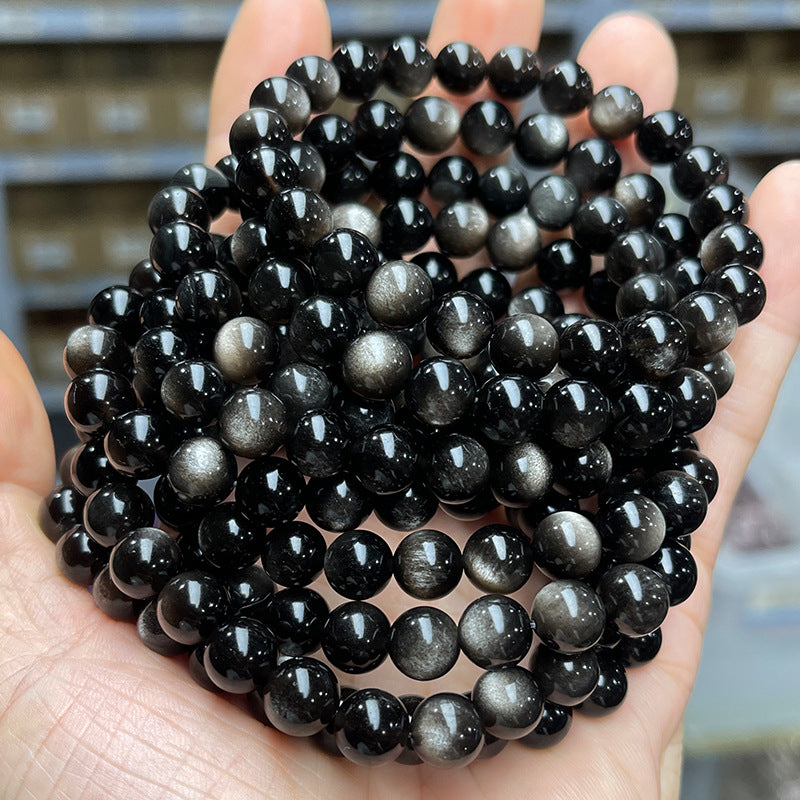 7A Natural Silver Obsidian Bracelet