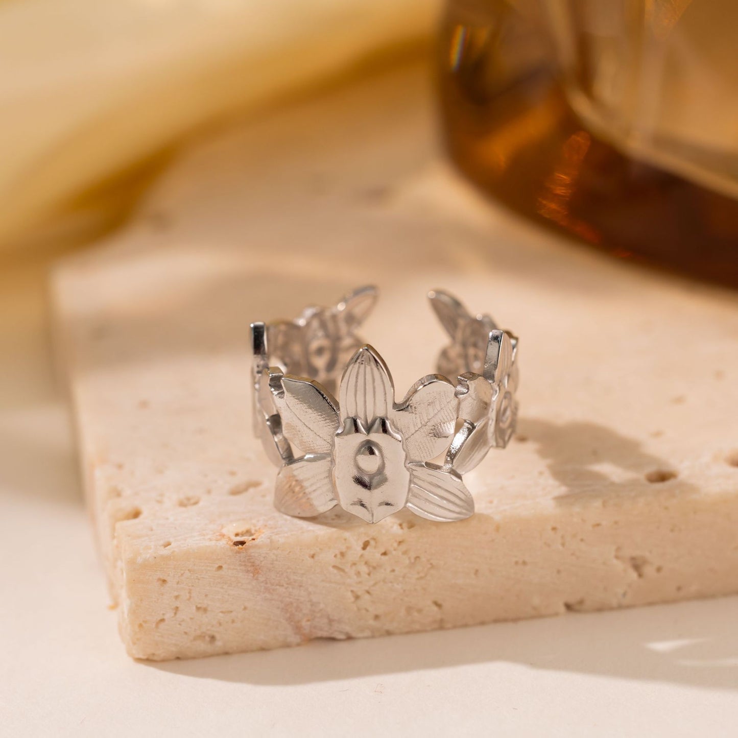 Titanium Steel Leaf Ring