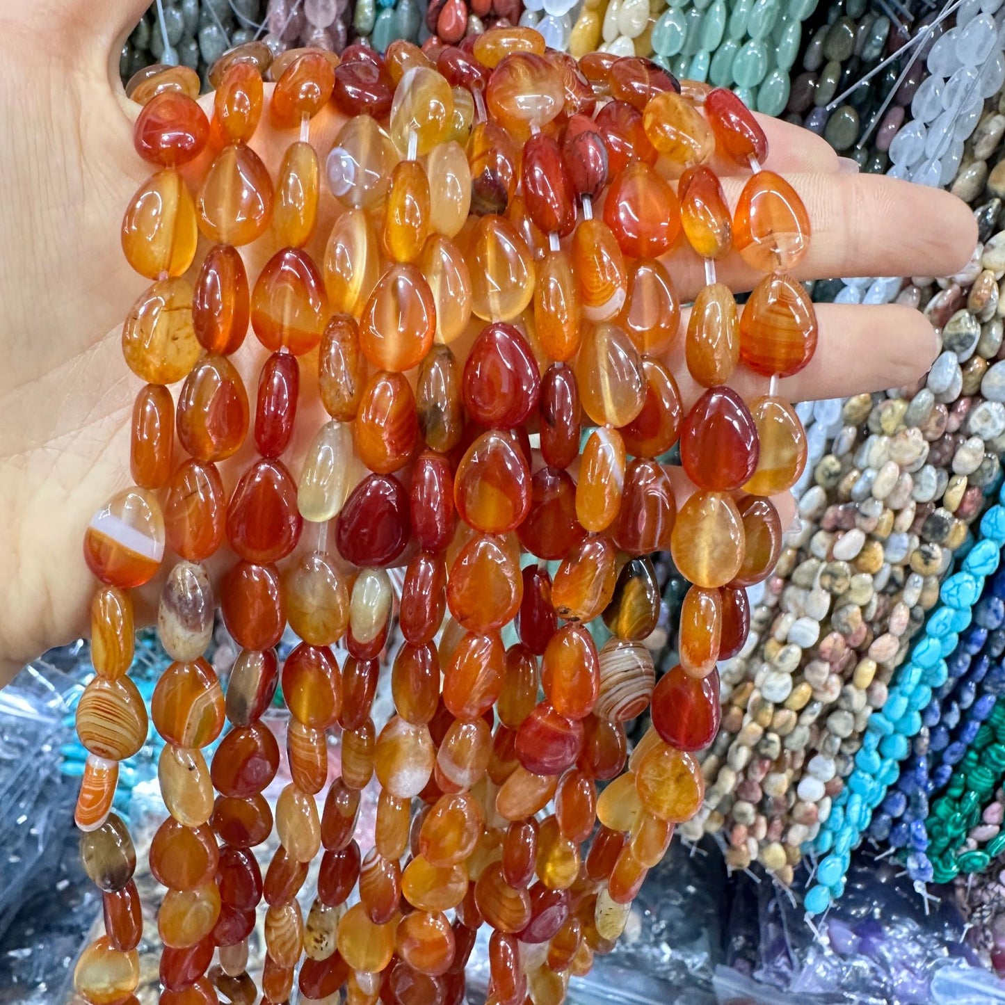 Crystal flat water drop 10*14MM 28pcs heterosexual loose beads