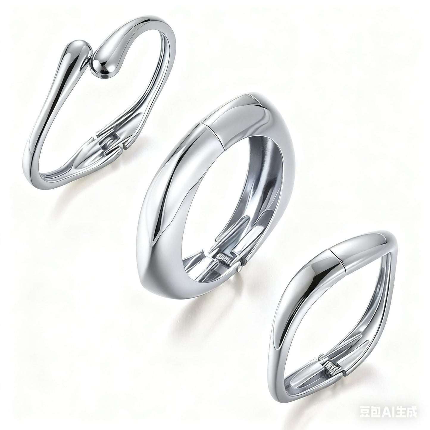 Glossy Metal Opening Bracelet Set