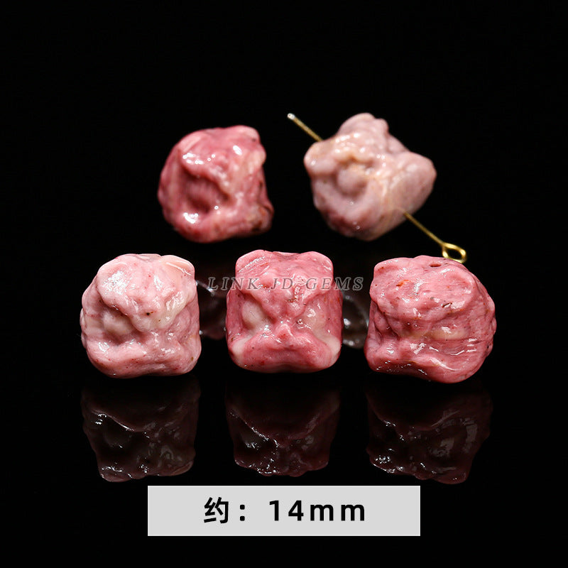 Cuentas sueltas con grabado de cabeza de león de obsidiana plateada y cristal 