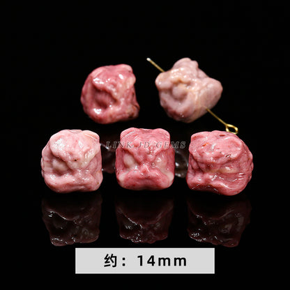 Cuentas sueltas con grabado de cabeza de león de obsidiana plateada y cristal 