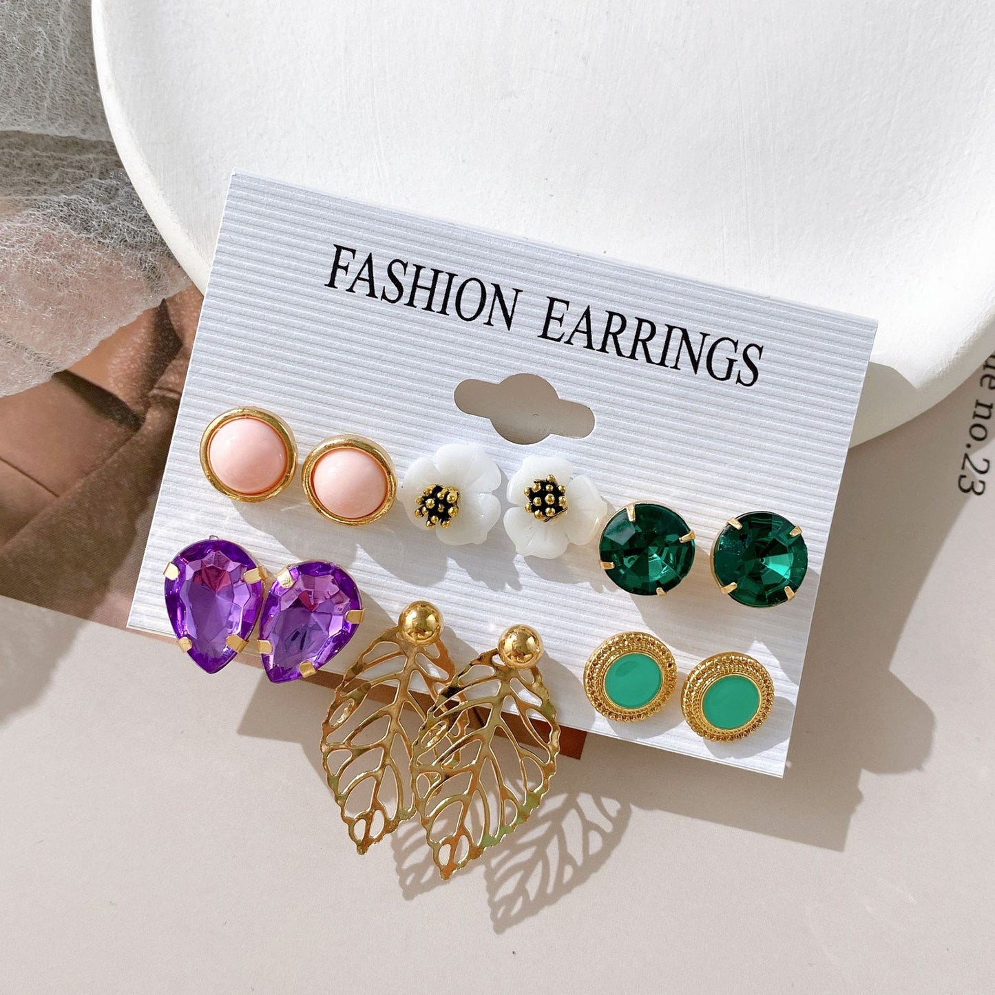 Elephant diamond hoop earrings set 5 pairs