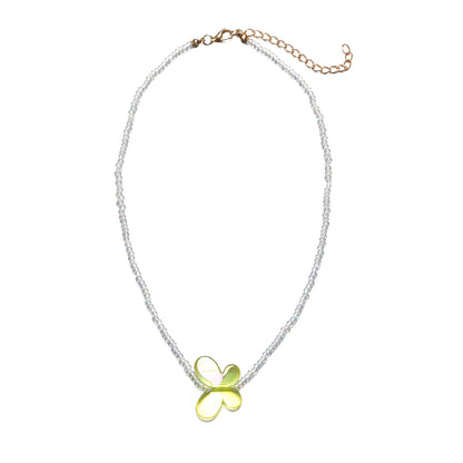 Butterfly Pendant Rice Bead Clavicle Necklace