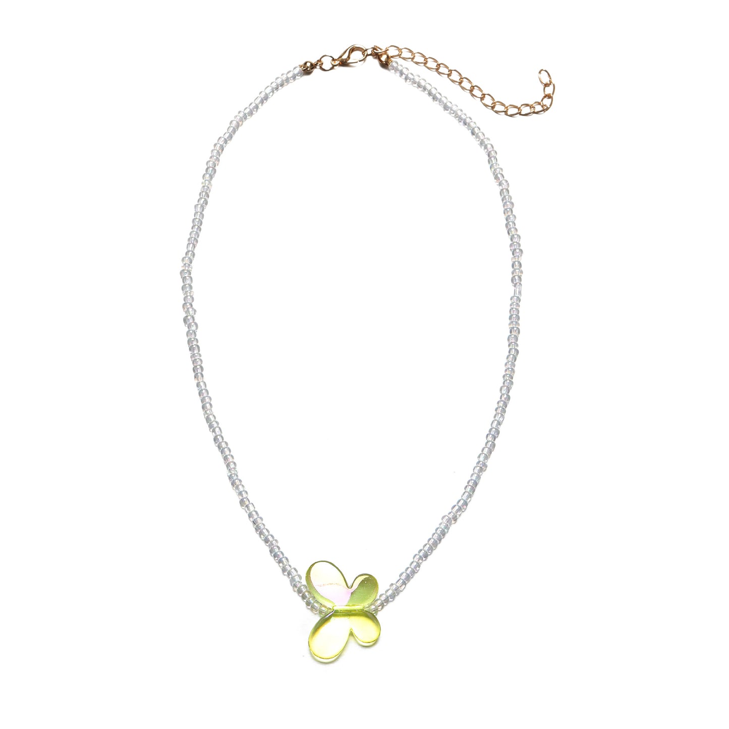 Butterfly Pendant Rice Bead Clavicle Necklace