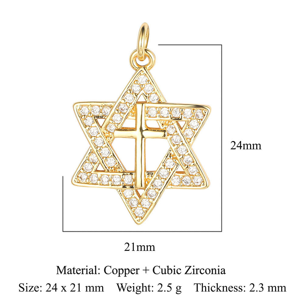 Copper Zircon Cross Virgin Necklace Pendant