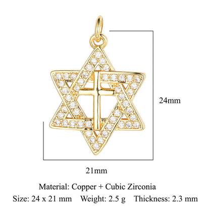 Copper Zircon Cross Virgin Necklace Pendant
